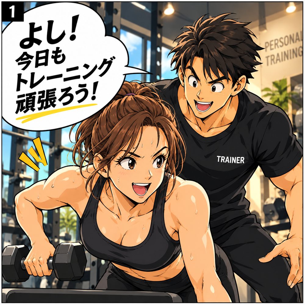 トレーニングに励むお客様とトレーナー
